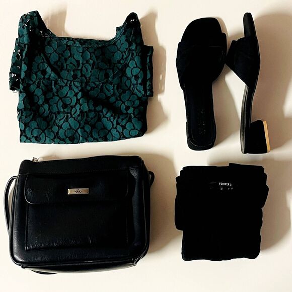 Green Lacey Hi-Low Crop Top Size M EUC - Picture 3 of 10